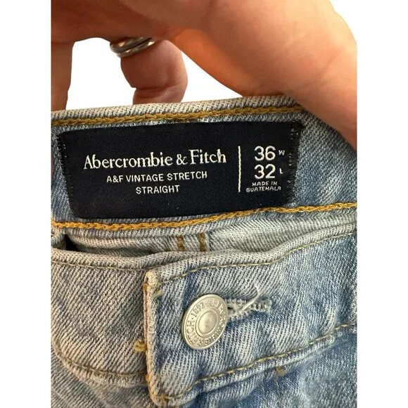 Abercrombie Fitch Vintage Stretch Straight Light Wash Blue Jeans Men 36 x 34 - Picture 3 of 5